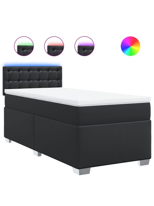 Box spring postel s matrací černá 80 x 200 cm umělá kůže