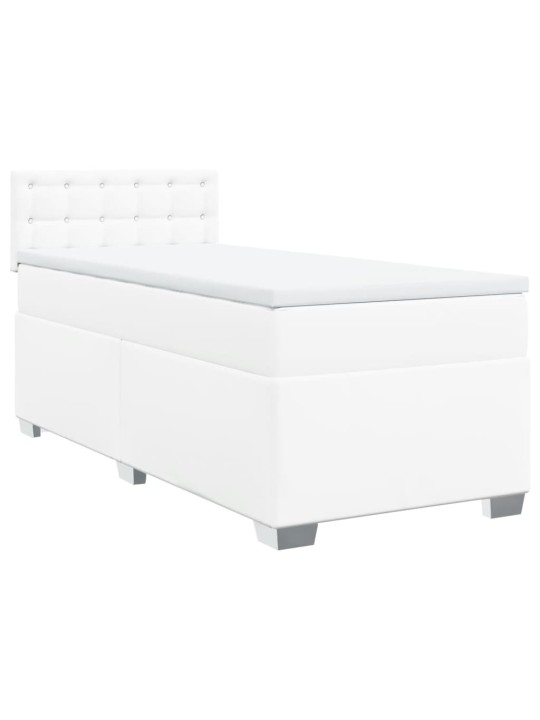 Box spring postel s matrací bílá 80 x 200 cm umělá kůže