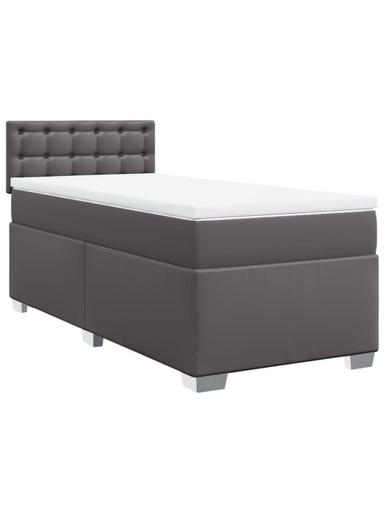Box spring postel s matrací šedá 80 x 200 cm umělá kůže