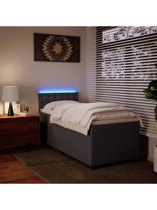 Box spring postel s matrací šedá 80 x 200 cm umělá kůže