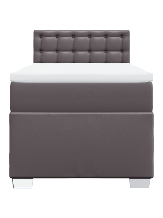 Box spring postel s matrací šedá 80 x 200 cm umělá kůže