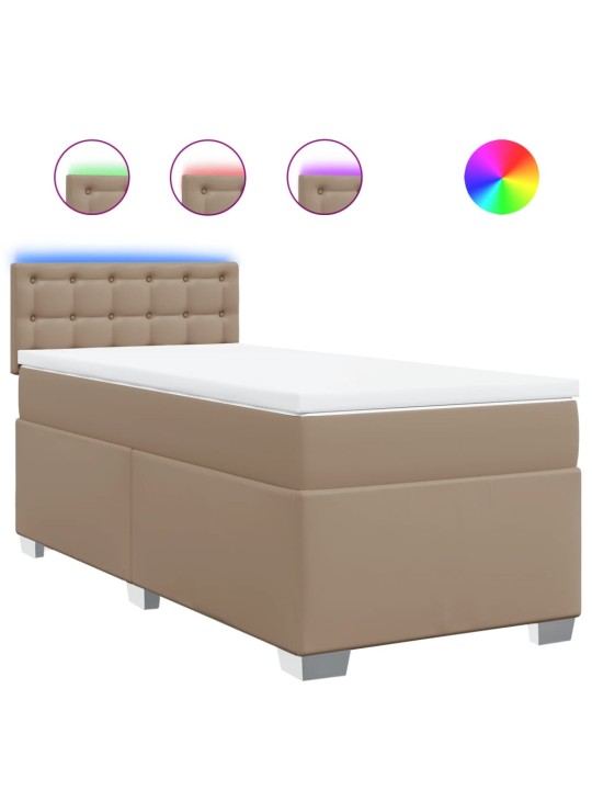 Box spring postel s matrací cappuccino 80 x 200 cm umělá kůže