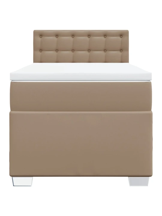 Box spring postel s matrací cappuccino 80 x 200 cm umělá kůže