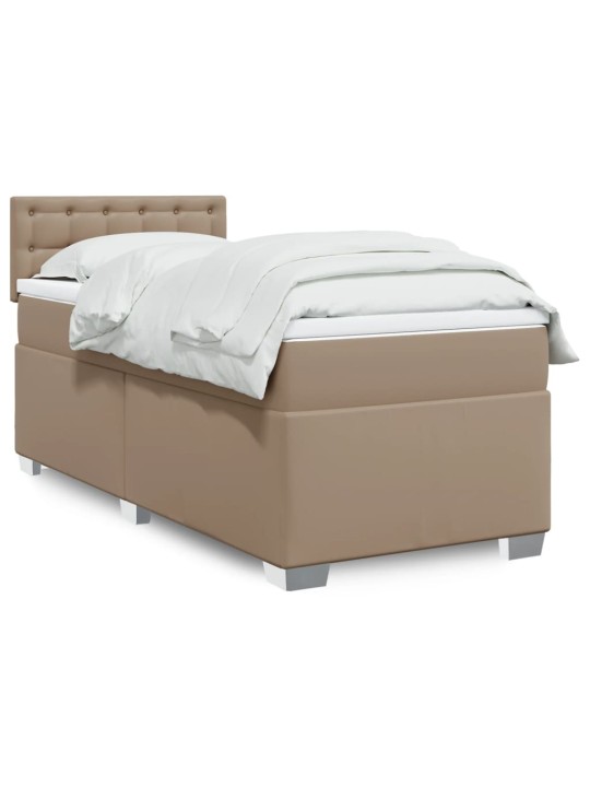 Box spring postel s matrací cappuccino 80 x 200 cm umělá kůže