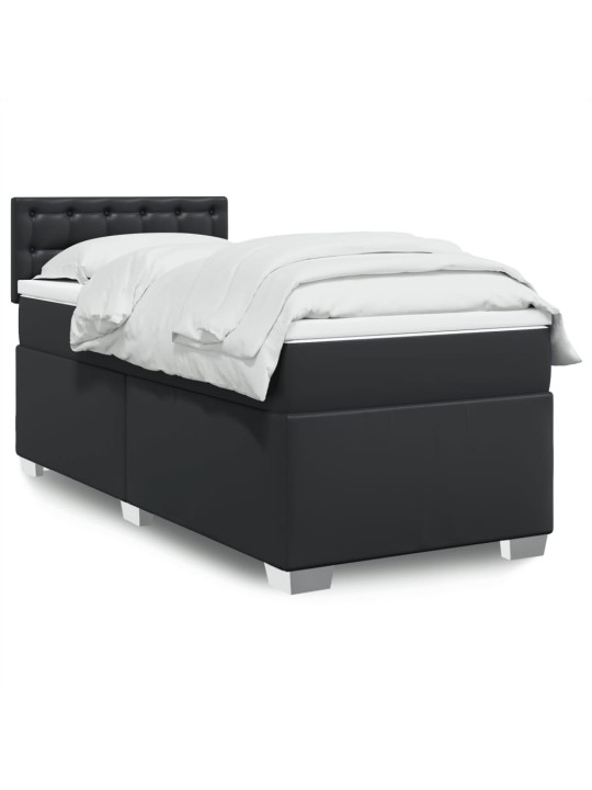 Box spring postel s matrací černá 90x190 cm umělá kůže