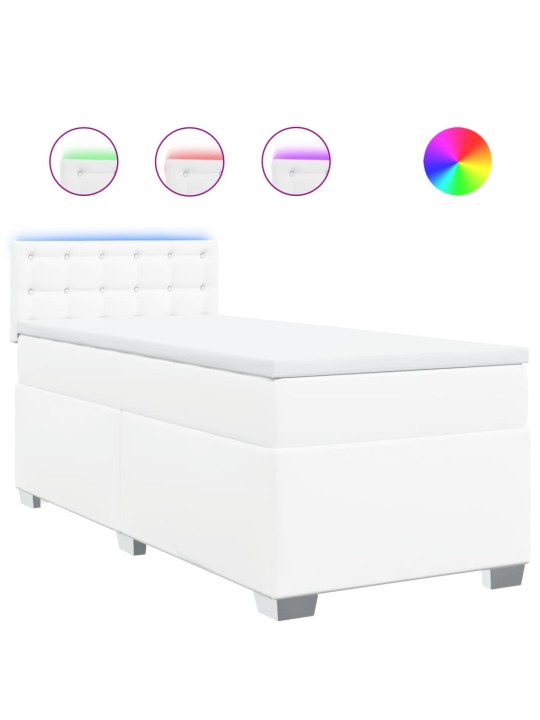 Box spring postel s matrací bílá 90x190 cm umělá kůže