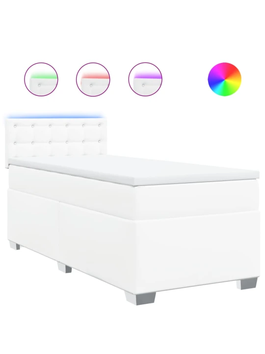 Box spring postel s matrací bílá 90x190 cm umělá kůže