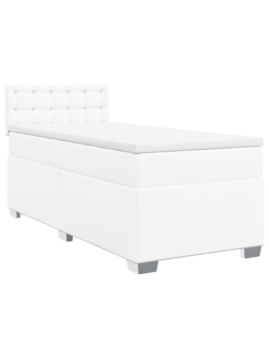 Box spring postel s matrací bílá 90x190 cm umělá kůže