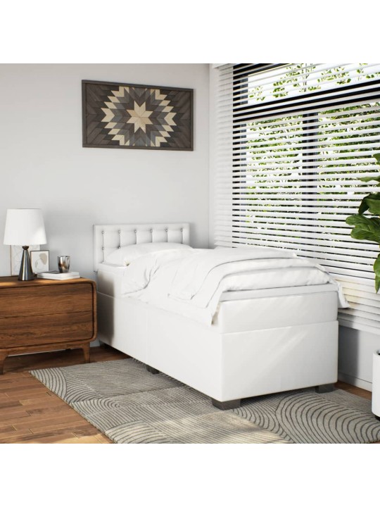 Box spring postel s matrací bílá 90x190 cm umělá kůže