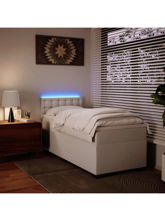 Box spring postel s matrací bílá 90x190 cm umělá kůže