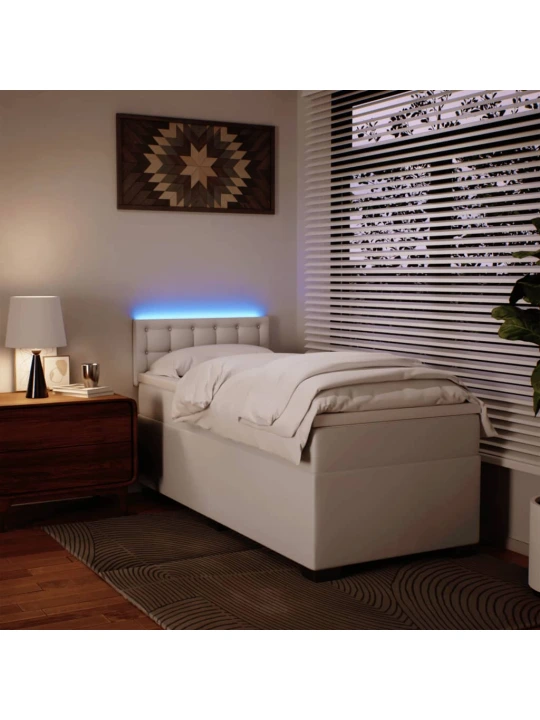 Box spring postel s matrací bílá 90x190 cm umělá kůže