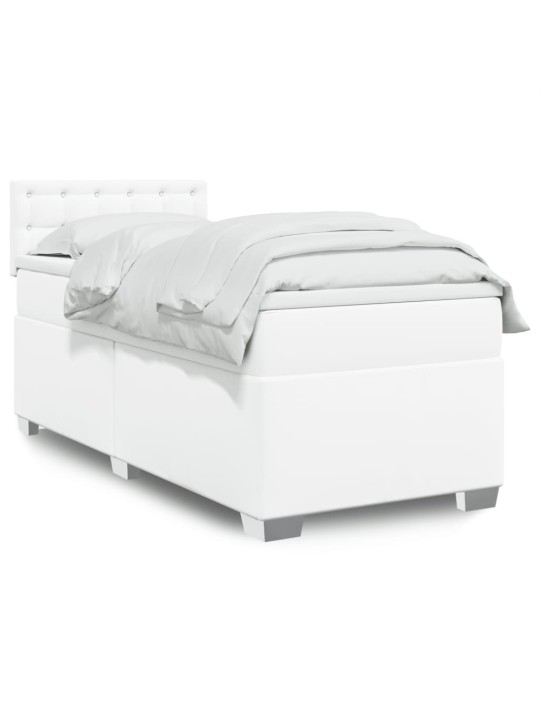 Box spring postel s matrací bílá 90x190 cm umělá kůže
