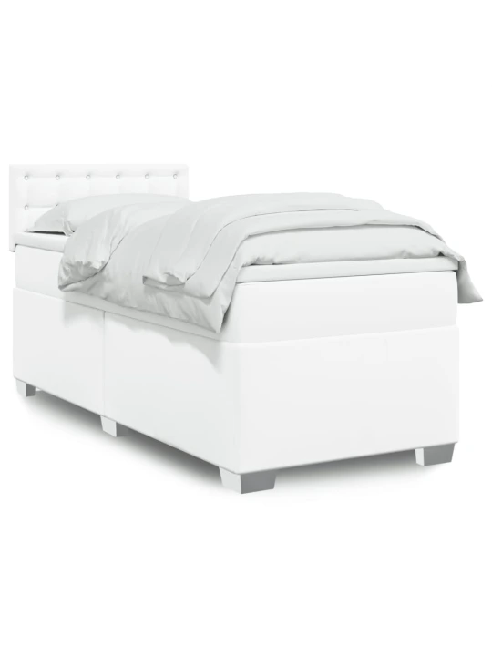 Box spring postel s matrací bílá 90x190 cm umělá kůže
