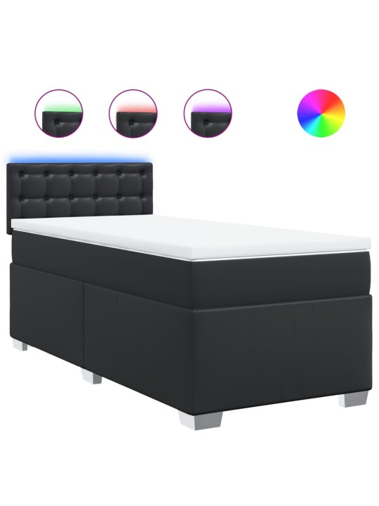 Box spring postel s matrací černá 90x200 cm umělá kůže