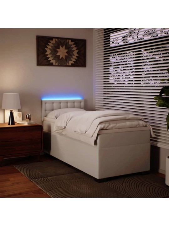 Box spring postel s matrací bílá 90x200 cm umělá kůže