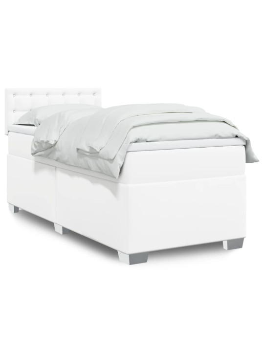 Box spring postel s matrací bílá 90x200 cm umělá kůže