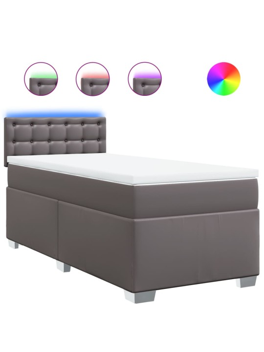 Box spring postel s matrací šedá 90x200 cm umělá kůže