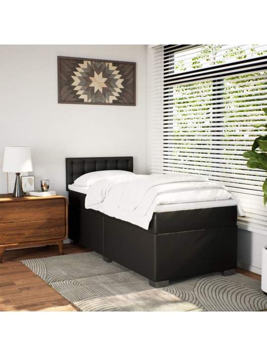 Box spring postel s matrací černá 100x200 cm umělá kůže