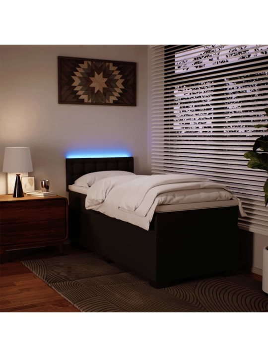 Box spring postel s matrací černá 100x200 cm umělá kůže