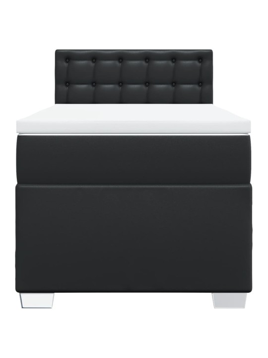 Box spring postel s matrací černá 100x200 cm umělá kůže