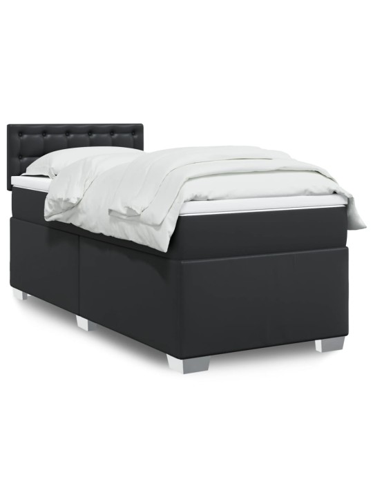 Box spring postel s matrací černá 100x200 cm umělá kůže