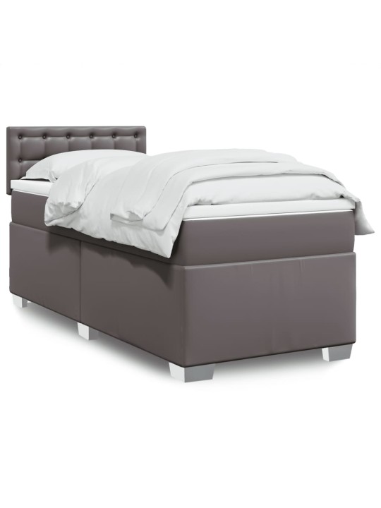Box spring postel s matrací šedá 100x200 cm umělá kůže