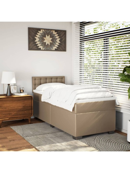 Box spring postel s matrací cappuccino 100x200 cm umělá kůže