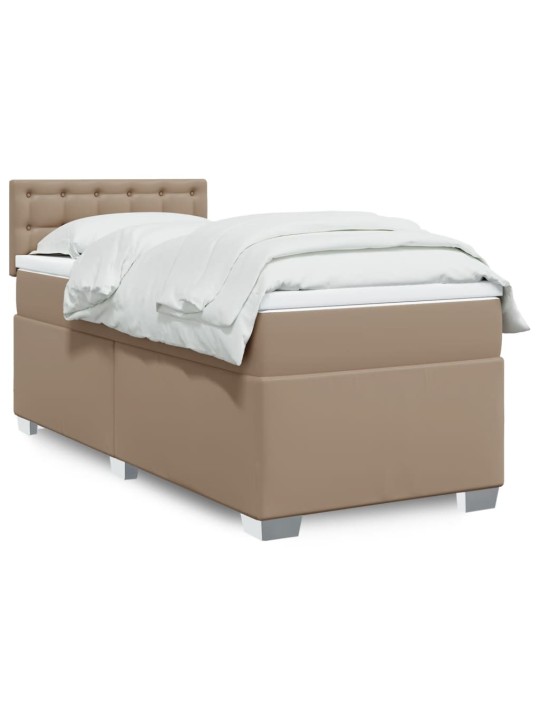 Box spring postel s matrací cappuccino 100x200 cm umělá kůže