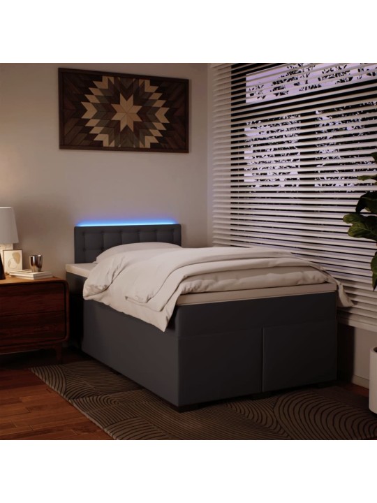 Box spring postel s matrací šedá 120x190 cm umělá kůže