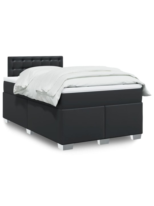 Box spring postel s matrací černá 120 x 200 cm umělá kůže