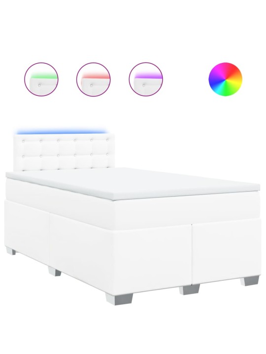 Box spring postel s matrací bílá 120x200 cm umělá kůže