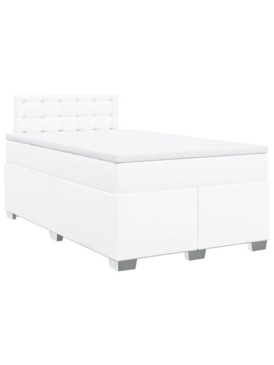 Box spring postel s matrací bílá 120x200 cm umělá kůže