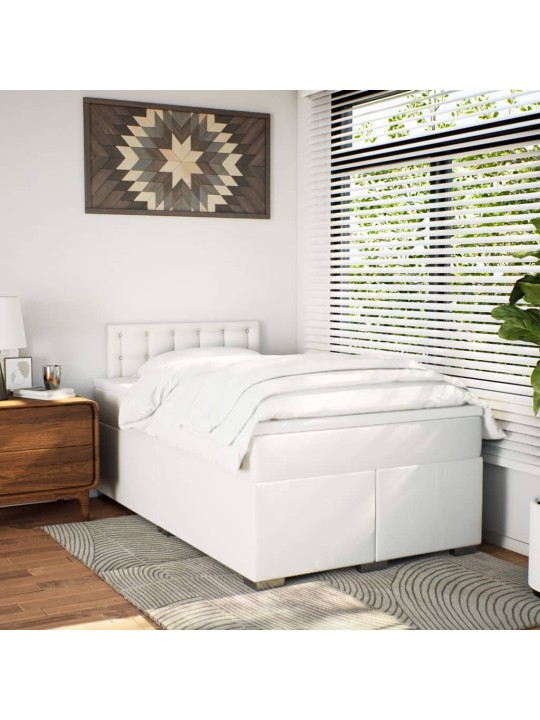 Box spring postel s matrací bílá 120x200 cm umělá kůže