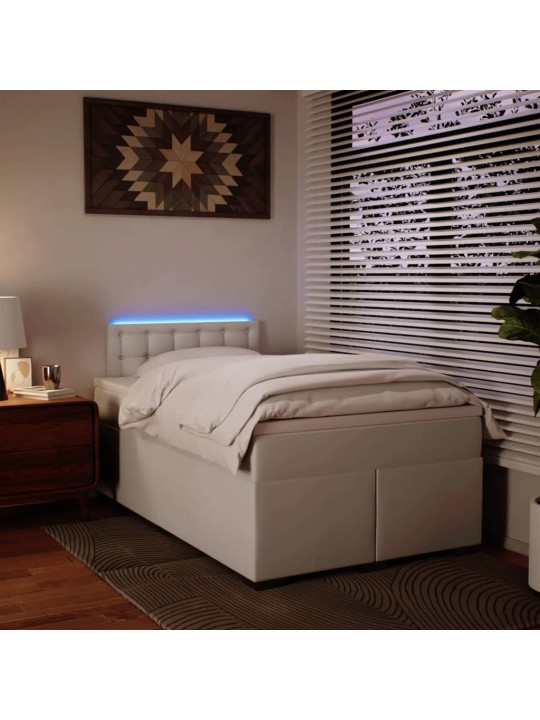 Box spring postel s matrací bílá 120x200 cm umělá kůže
