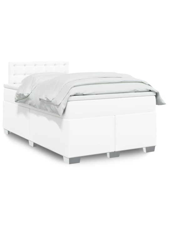 Box spring postel s matrací bílá 120x200 cm umělá kůže