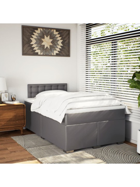 Box spring postel s matrací šedá 120x200 cm umělá kůže
