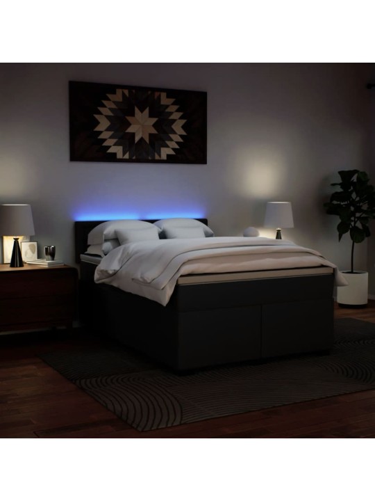 Box spring postel s matrací černá 140 x 190 cm umělá kůže
