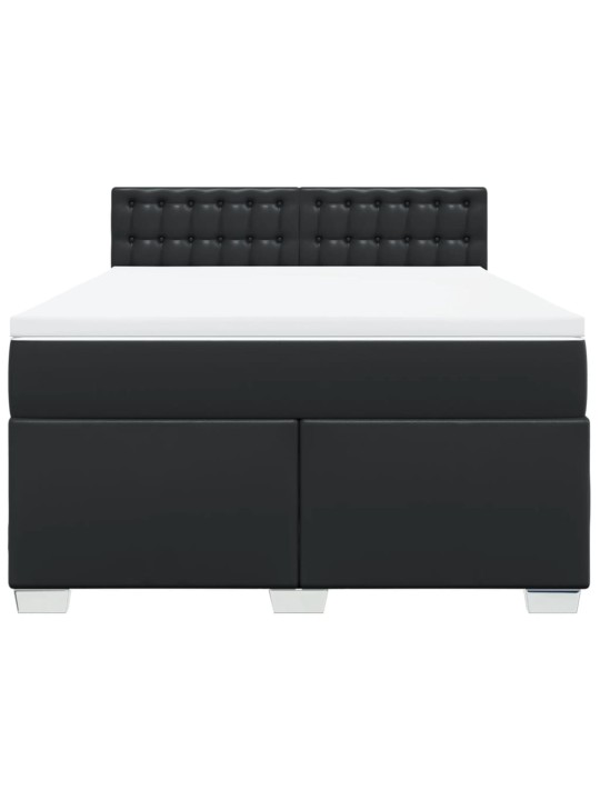 Box spring postel s matrací černá 140 x 190 cm umělá kůže