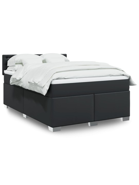 Box spring postel s matrací černá 140 x 190 cm umělá kůže