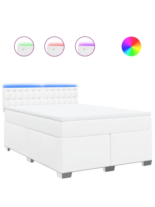 Box spring postel s matrací bílá 140 x 190 cm umělá kůže
