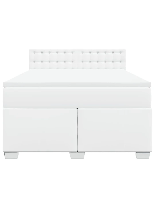 Box spring postel s matrací bílá 140 x 190 cm umělá kůže