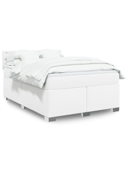 Box spring postel s matrací bílá 140 x 190 cm umělá kůže