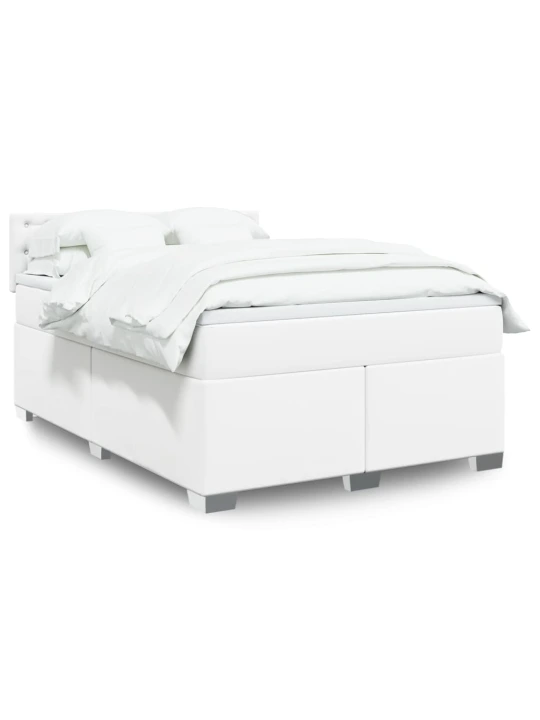 Box spring postel s matrací bílá 140 x 190 cm umělá kůže