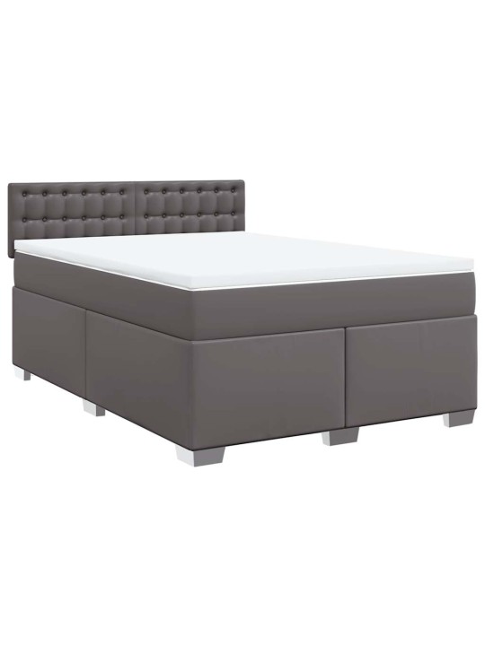 Box spring postel s matrací šedá 140 x 190 cm umělá kůže
