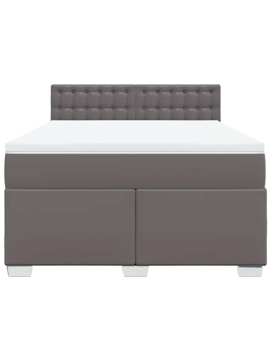 Box spring postel s matrací šedá 140 x 190 cm umělá kůže