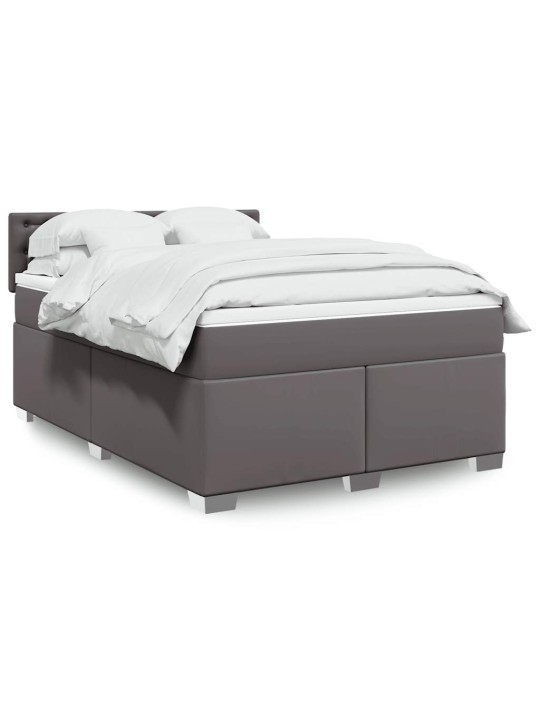 Box spring postel s matrací šedá 140 x 190 cm umělá kůže