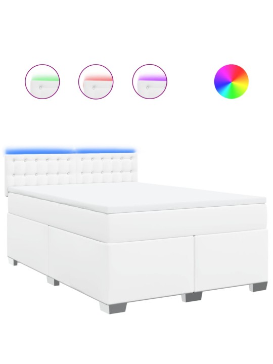 Box spring postel s matrací bílá 140x200 cm umělá kůže
