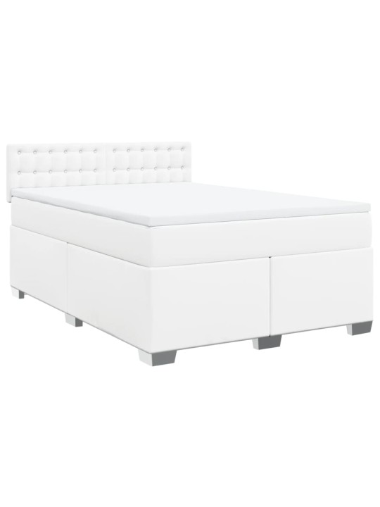 Box spring postel s matrací bílá 140x200 cm umělá kůže