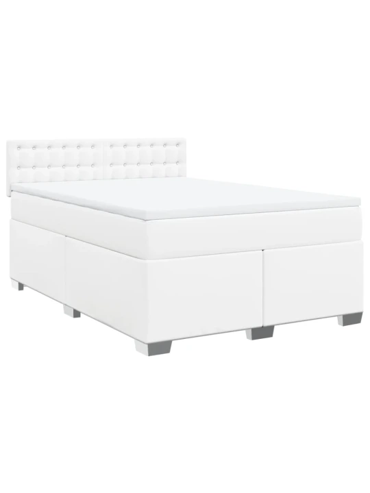 Box spring postel s matrací bílá 140x200 cm umělá kůže