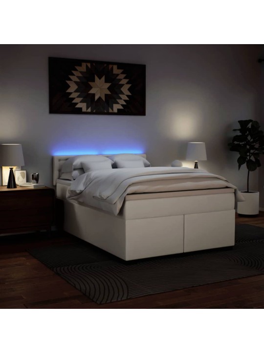Box spring postel s matrací bílá 140x200 cm umělá kůže